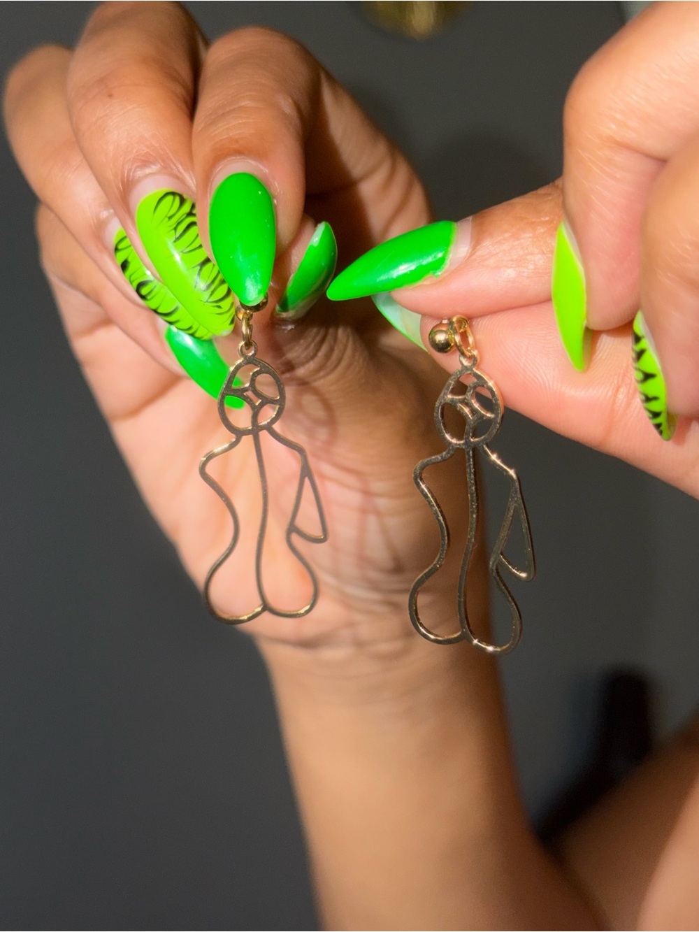 Gold Abstract Figure Earrings-Choose 1 - Picture 3 of 7